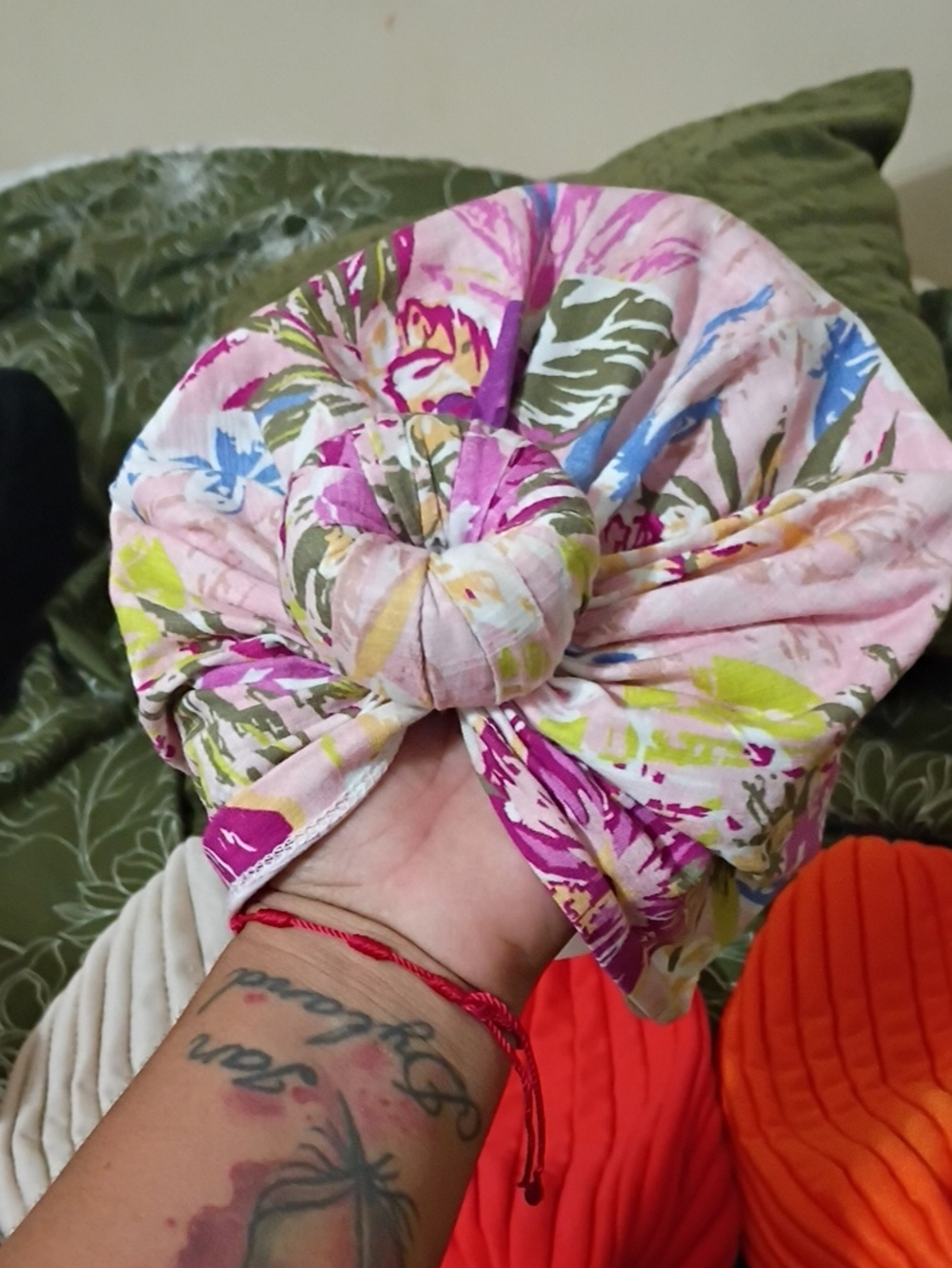 Floral Pink Knot Turban Headwrap